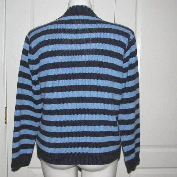 Vintage LIZ CLAIBORNE Long Sleeve Blue Stripe Pullover Sweater Size XL - Picture 3 of 4
